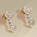 European Fashion Round Full Rhinestone Zircon Stud Drop Earrings With Crystal For Women view 2