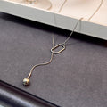 2023 Autumn Winter Minimalist Metal Round Bead Sweater Chain, Long Pendant Necklace For Women view 2