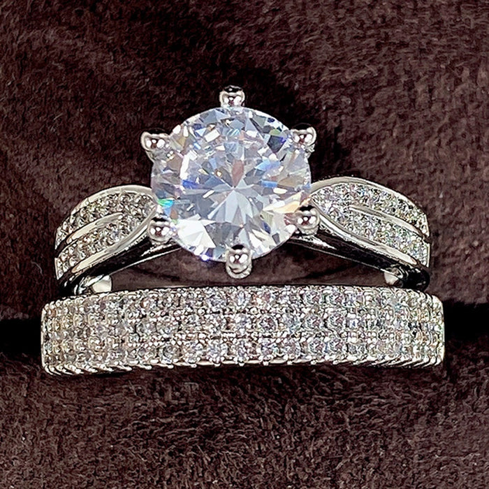Vintage Luxury Plain Couple Rings Set For Men And Women Wedding Band Jewelry