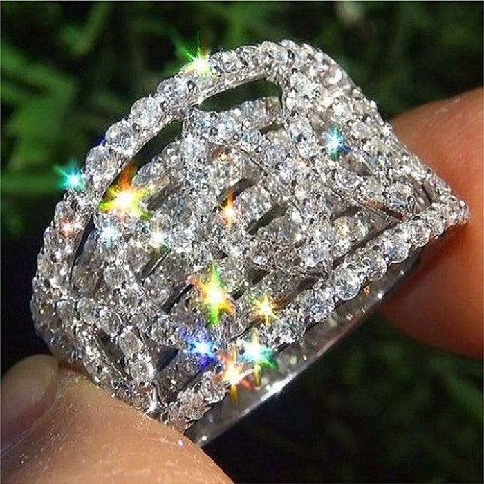 Fashion Full AAA Cubic Zirconia Micro Pave Ring For Party Banquet Engagement Jewelry