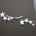 Retro Japanese Korean Metal Geometric Earrings, Creative Single Row Five Point Star Stud Earrings view 4