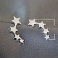 Retro Japanese Korean Metal Geometric Earrings, Creative Single Row Five Point Star Stud Earrings view 5