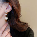 French Light Luxury Pearl Flower Hoop Earrings With Silver Pin And Rhinestone Circle Design view 3