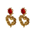 Vintage Court Style Alloy Pearl Rhinestone Heart Geometric Stud Earrings view 5