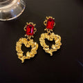 Vintage Court Style Alloy Pearl Rhinestone Heart Geometric Stud Earrings view 2