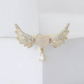 Copper Zircon Heart Wing Brooch For Women's Fashion Apparel view 3