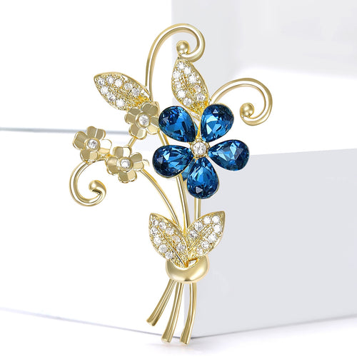Copper Zircon Bouquet Brooch Pin For Elegant Suits And Dresses
