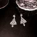Elegant Rhinestone Christmas Tree Star Drop Earrings Silver Needle Crystal Holiday Party Earrings view 3