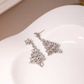 Elegant Rhinestone Christmas Tree Star Drop Earrings Silver Needle Crystal Holiday Party Earrings view 4