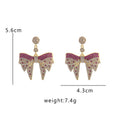 Luxury Full Rhinestone Big Bow Drop Earrings For Women Alloy Zircon Statement Face Slimming Earrings view 4