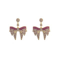 Luxury Full Rhinestone Big Bow Drop Earrings For Women Alloy Zircon Statement Face Slimming Earrings view 5