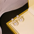 Elegant French Sweet Frosted Pearl Stud Earrings With Creative Acorn Pine Nut Shape Silver Needle Earrings view 2