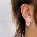 Elegant French Sweet Frosted Pearl Stud Earrings With Creative Acorn Pine Nut Shape Silver Needle Earrings view 1