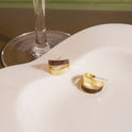 Vintage Asymmetric Double Layer Alloy Hoop Studs With Enamel Accent Elegant Minimalist Earrings view 2
