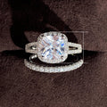 Micro Pave Full Zircon Stack Ring Set Light Luxury Square Stone Engagement Couple Rings view 5