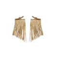 Copper Arc Long Chain Tassel Drop Earrings With Silver Needle Posts, European American Metallic Style view 5