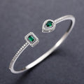Open Brass Bangle Bracelet With Zircon Stones, Korean Simple Banquet Hand Jewelry Gift view 6