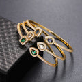 Open Brass Bangle Bracelet With Zircon Stones, Korean Simple Banquet Hand Jewelry Gift view 1