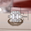European American Women's Rectangular Zircon Ring, Elegant Geometric Finger Jewelry Accessory view 5