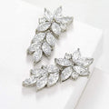 Long Tassel Geometric Leaf Drop Earrings For Women With Rhinestone Pave Minimalist Style view 3