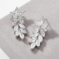 Long Tassel Geometric Leaf Drop Earrings For Women With Rhinestone Pave Minimalist Style view 2