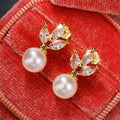 Korean Style Marquise Shape Copper Zirconia Faux Pearl Drop Earrings Elegant Jewelry For Women view 1