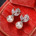 Korean Style Marquise Shape Copper Zirconia Faux Pearl Drop Earrings Elegant Jewelry For Women view 6