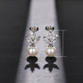 Korean Style Marquise Shape Copper Zirconia Faux Pearl Drop Earrings Elegant Jewelry For Women view 5