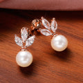 Korean Style Marquise Shape Copper Zirconia Faux Pearl Drop Earrings Elegant Jewelry For Women view 3