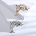 Alloy Rhinestone Dolphin Pearl Brooch Pin For Ocean Theme Outfits view 3