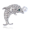 Alloy Rhinestone Dolphin Pearl Brooch Pin For Ocean Theme Outfits view 1