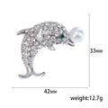 Alloy Rhinestone Dolphin Pearl Brooch Pin For Ocean Theme Outfits view 5