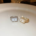 Real Gold Plated Zircon Square Watch Chain Open Ring For Women view 2