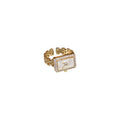Real Gold Plated Zircon Square Watch Chain Open Ring For Women view 5