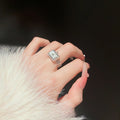 Real Gold Plated Zircon Square Watch Chain Open Ring For Women view 3