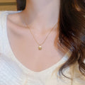 Gold Stainless Steel Letter Plate Geometric Oval Pendant Sweater Necklace For Fashion OL Style view 4