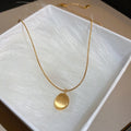 Gold Stainless Steel Letter Plate Geometric Oval Pendant Sweater Necklace For Fashion OL Style view 1