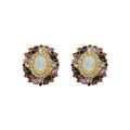 Vintage French Alloy Oval Portrait Rhinestone Geometric Stud Earrings With Silver Pins view 5