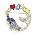 Alloy Rhinestone Whale Brooch Pin For Ocean Animal Apparel view 1