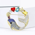 Alloy Rhinestone Whale Brooch Pin For Ocean Animal Apparel view 3