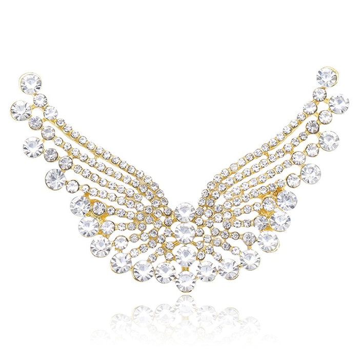 Alloy Rhinestone Wing Brooch For Coats And Apparel