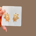 Statement Metal Pleated Geometric Earrings Vintage French Flower Heart Stud Earrings view 4