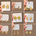 Statement Metal Pleated Geometric Earrings Vintage French Flower Heart Stud Earrings view 1