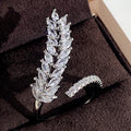 Open Wheat Shape Full Rhinestone Ring For Women Light Luxury Sparkling Zircon Finger Jewelry view 1