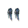 Rhinestone Letter Geometric Long Tassel Drop Earrings With Silver Pins, European Statement Metal Earrings view 5
