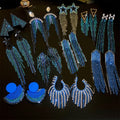 Rhinestone Letter Geometric Long Tassel Drop Earrings With Silver Pins, European Statement Metal Earrings view 1