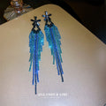Rhinestone Letter Geometric Long Tassel Drop Earrings With Silver Pins, European Statement Metal Earrings view 2