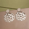Vintage Elegant Silver Alloy Hollow Leaf Filigree Irregular Statement Dangle Drop Fashion Earrings view 2