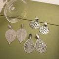 Vintage Elegant Silver Alloy Hollow Leaf Filigree Irregular Statement Dangle Drop Fashion Earrings view 1