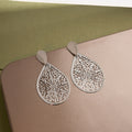 Vintage Elegant Silver Alloy Hollow Leaf Filigree Irregular Statement Dangle Drop Fashion Earrings view 4